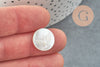 Cabochon rond colombe nacre blanche naturelle gravé 15.5mm, cabochon coquillage naturelle religion, X1 VALIDE