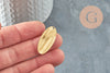 Raw brass pendant oval leaf 32mm, nickel-free raw brass charms for creating geometric jewelry pendants, X2 G4875