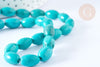 A RENOUVELER-Perle Howlite ovale teintée turquoise foncé naturelle 12mm,pierre,lot de 5, X1 G8743