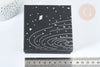 Boite carrée cadeau carton noir galaxie argent 9cm, x1 (G7216)