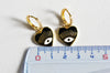 Boucles d'oreilles coeur oeil protecteur émail coloré laiton doré, x2 (G3775)