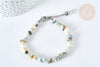 Bracelet de cheville perles amazonite naturelle laiton et acier inxoydable argenté 21.5cm, x1 (G7792)