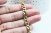 Bracelet grosse maille figaro gourmette acier doré 14k 20cm, x1 (G4447)