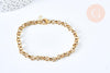 Bracelet maille rollo acier inoxydable 304 doré 14k ,chaine fine doree, création bijou,1.5mm,20.5cm, x1 G6893