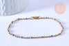 Bracelet ou collier acier doré 14k résine lilas,chaine doree, bracelet chaîne fine,1.5mm,20.5cm, x1 G3598