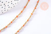 Bracelet ou collier acier doré 14k résine orange, chaine doree, bracelet chaîne fine,1.5mm,20.5cm, x1 G3709