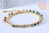 Bracelet perle agate naturelle réglable laiton doré 14k 18cm,création bijoux sans nickel,bracelet doré pierres, x1 G5803