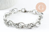 Bracelet très grosse maille acier inoxydable platine 20.5cm, x1 (G9485)