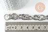 Bracelet très grosse maille acier inoxydable platine 20.5cm, x1 (G9485)