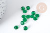 Breloque Ronde zircons vert foncé translucides 6mm, création bijoux cristal, x5 G9012