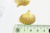 Breloque coquillage laiton brut 26mm, breloquesmétal doré pour création bijoux,sans nickel x2 G7268