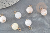 Breloque ronde Jade teinté imitation morganite doré 18mm, pendentif bijoux pierre naturelle, x1 (G9353)