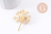 Broche Pissenlit Dandelion acier 201 inoxydable doré 52.5mm, décoration veste, x1 (G9925)