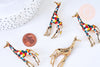 Broche girafe multicolore laiton doré émaillé 59mm,x1 (G5557)