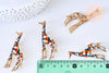 Broche girafe multicolore laiton doré émaillé 59mm,x1 (G5557)