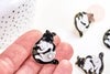 Broche pins chat noir & blanc Ying Yang mystique doré émail noir,broche dorée, décoration veste, 30x25mm,x1 G5553