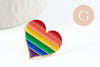 Broche pins coeur zamac doré arc-en-ciel 23mm, broche dorée décoration veste cadeau invités mariage x1 G9458