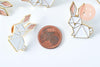 Broche pins lapin origami doré émail 31.5x23mm,broche dorée, décoration veste,x1 G6375