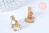 Broche pins lapin origami doré émail Jaunz 29x18mm,broche dorée ,décoration veste,x1 G6612