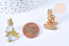 Broche pins lapin origami doré émail Jaunz 29x18mm,broche dorée ,décoration veste,x1 G6612