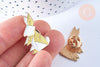 Broche pins lapin origami doré émail Jaunz 29x18mm,broche dorée ,décoration veste,x1 G6612