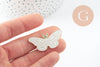 Broche pins papillon blanc mystique zamac doré 39mm, x1 (G9743)