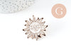 Broche pins soleil blanc mystique zamac doré 39mm, x1 (G9747)