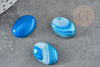 Cabochon ovale agate naturelle teinté bleu 18x13mm, cabochon création pierre naturelle, X1 G2037