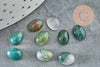 Cabochon agate mousse, agate verte,cabochon ovale, agate naturelle,8x6mm, cabochon agate, x1 G0413