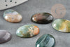 Cabochon agate mousse vert foncé, cabochon pierre ovale, cabochon agate naturelle,18x13mm, x1 G8221