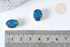 Cabochon cristal ovale bleu intense avec serti en laiton doré 14x10mm, accessoires pour création de bijoux, x 5 G8115