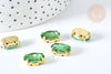 Cabochon cristal ovale vert clair avec serti en laiton doré 14x10mm, accessoires pour création de bijoux, lot de 5 G8112