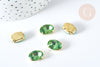 Cabochon cristal ovale vert clair avec serti en laiton doré 14x10mm, accessoires pour création de bijoux, lot de 5 G8112