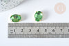 Cabochon cristal ovale vert clair avec serti en laiton doré 14x10mm, accessoires pour création de bijoux, x 5 G8112