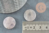 Cabochon disque quartz rose naturel 20mm, creation bijou pierre naturelle, x1 (G9961)