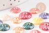 Cabochon dôme rond porcelaine irisé 10mm, cabochons, porcelaine, fait main, motif floral, X20 G1807