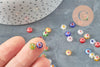 Cabochon dôme rond verre millefiori 6mm, cabochons verre artisanal, x5 (G9970)