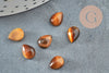 Cabochon goutte Œil de tigre naturel 8x6mm , création bijoux pierre, X1 G7572