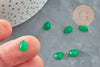 Cabochon goutte jade naturel teinté vert 8x6mm,cabochon création bijoux pierre, X1 G9026