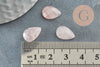 Cabochon goutte quartz rose facetté naturel 13x8mm, cabochon bijoux pierre naturelle x1 (G9962)