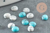 Cabochon howlite blanche turquoise, cabochon ovale, howlite de synthèse,4.5x4mm,pierre laboratoire,cabochon dôme, X10 G1727