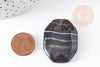 Cabochon octogone agate NOIR , cabochon pierre agate naturelle,28-39mm X1 G4816