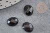 Cabochon ovale agate noire facetté, agate naturelle, pierre naturelle,10x8mm, pierre naturelle, X1 G2277