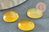 Cabochon ovale jade naturel teinté jaune 12x10mm, création bijoux pierre naturelle X1 G9514