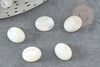 Cabochon ovale nacre blanche,cabochon nacre, cabochon coquillage, nacre naturelle,10x8mm, X1 G0372