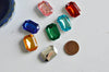 Cabochon plastique resine rectangulaire multicolore, cabochon plastique, création bijoux, strass couture,25mm l'unité, G0657