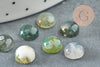 Cabochon rond agate mousse verte 8mm, cabochon rond, agate mousse naturelle, cabochon pierre,agate mousse, x1 G2422