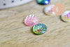 Cabochon rond écailles résine irisée multicolore 10mm, cabochon pour création bijoux,X10 G7101