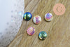 Cabochon rond écailles résine irisée multicolore 10mm, cabochon pour création bijoux,X10 G7101