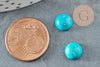 Cabochon rond howlite naturel teinté turquoise 8mm, cabochon création bijoux pierre, X1 G8653